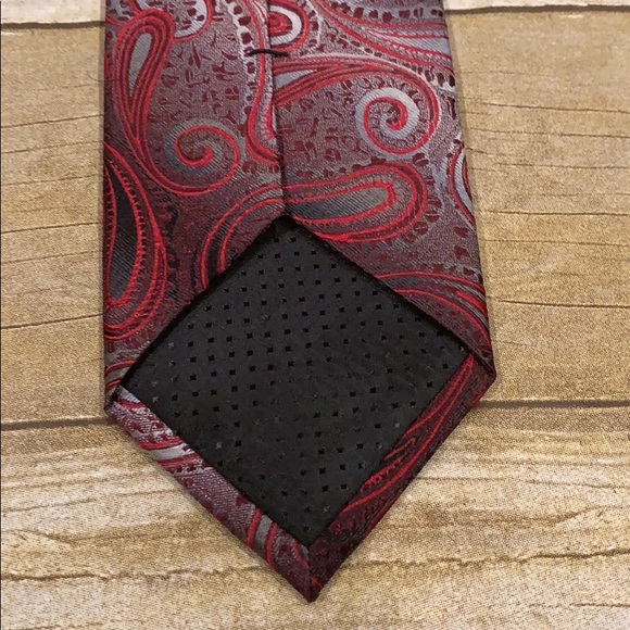 Pierre Cardin paisley 100% silk Tie Red - Picture 5 of 6